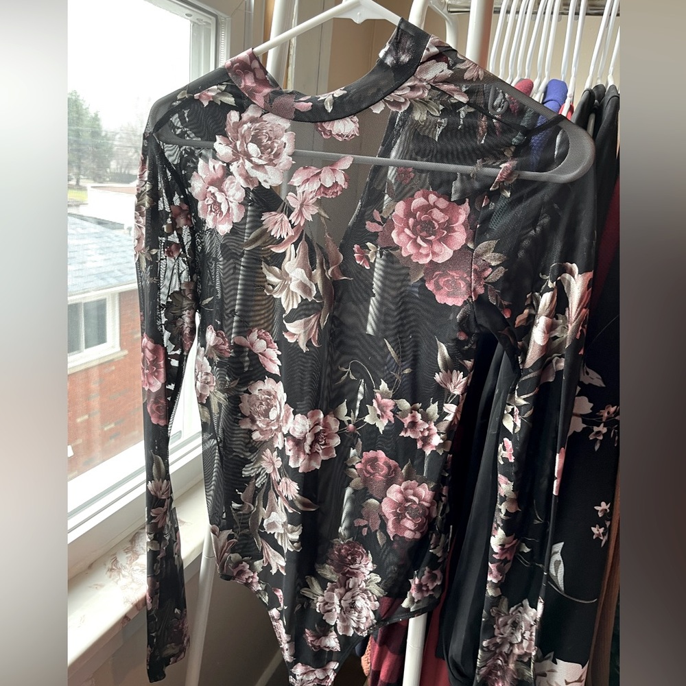 Guess - Floral Mesh Bodysuit - Size Medium